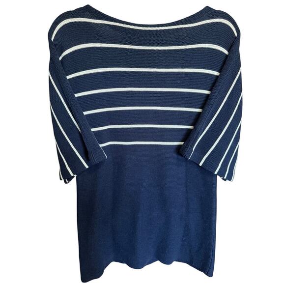 Tory Burch Striped Sweater Top Knitted Cashmere Silk Navy Blue White Size Medium - Picture 7 of 12